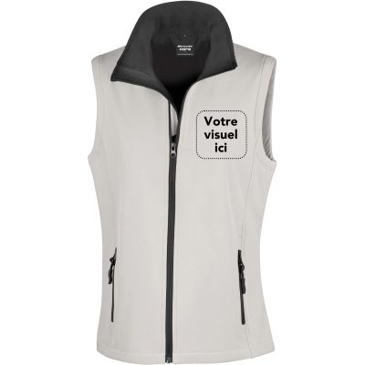 Bodywarmer softshell femme blanc marquage coeur