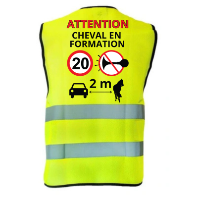 Gilet fluo pour cavalier - « Attention Cheval en Formation »