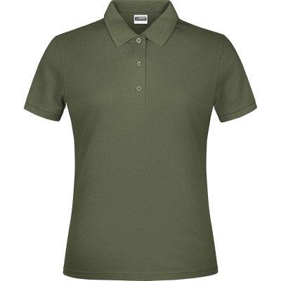 Polo classique femme, 3 boutons vert olive