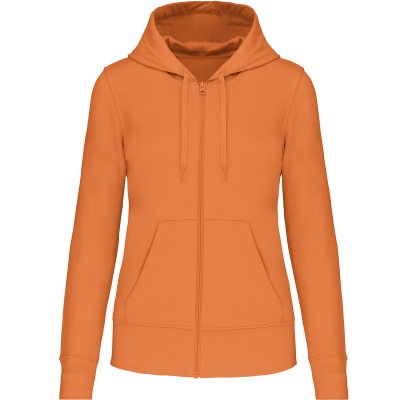 Sweat zippé à capuche écoresponsable femme orange clair