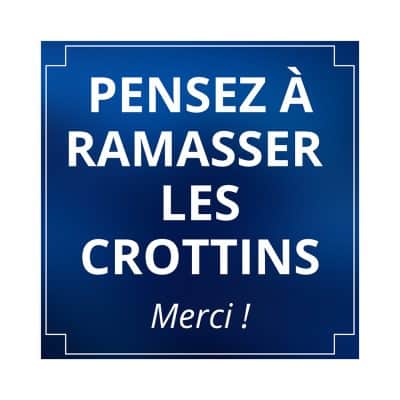 Panneau d'écurie "Pensez à ramasser les crottins" – 25 x 25 cm