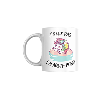 Tasse licorne humoristique 330 ml – “J’peux pas, j’ai aqua poney”