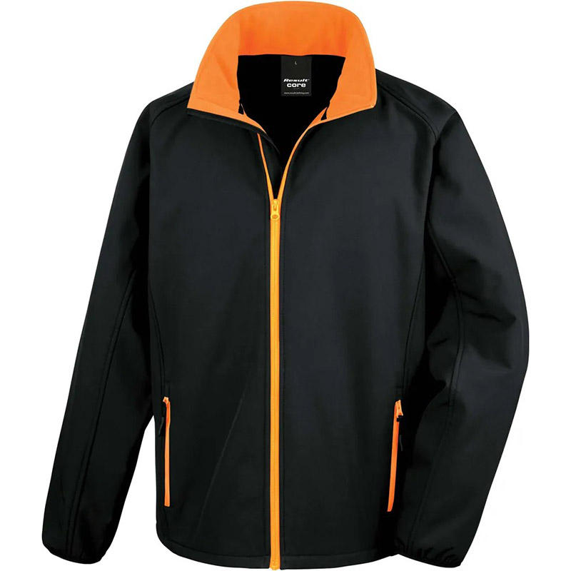 Veste softshell Homme noir extérieur orange intérieur