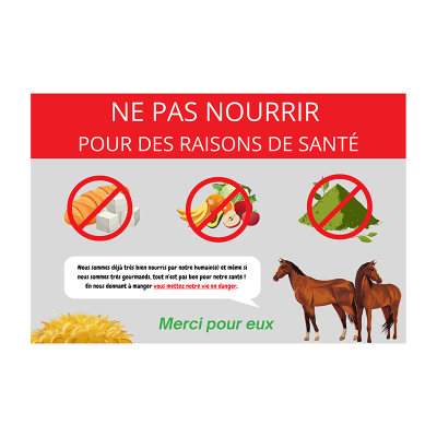 panneau interdiction nourrir chevaux extérieur